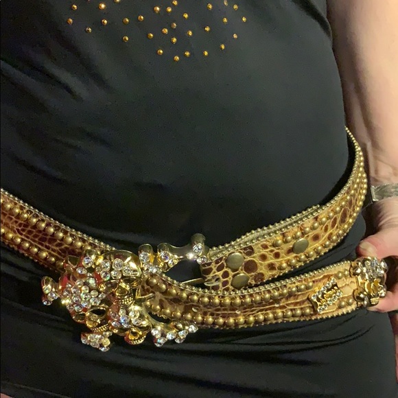 COPY - BB SIMON Skull Bling rhinestone belt main image 4